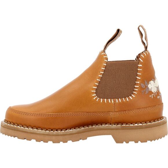 Georgia Boot Womens Floral Chelsea Romeo Brown Boots (NWT) - Picture 3 of 5